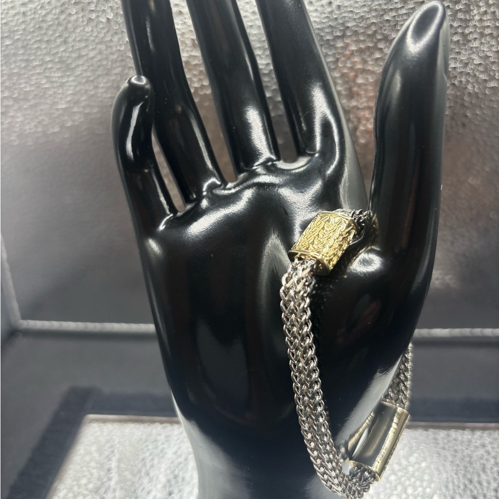Elegant Two Tone Silver and Gold Bracelet Magnetic Clasp - Picture 5 of 5